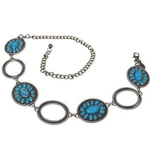 Chico’s Patra Chain Belt Turquoise Square Concho Chain Belt – Wild Junkie main image 3